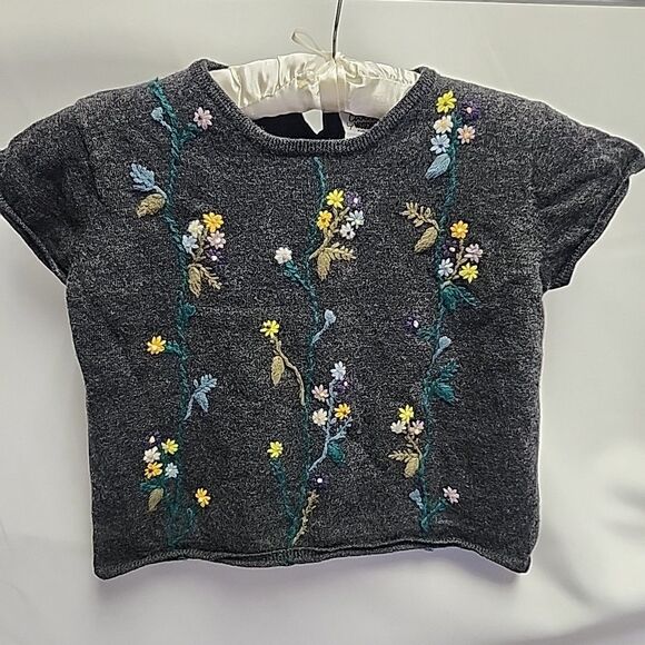 Vintage Moschino Cheap & Chic 100% Wool Womens Embroidered Cropped Sweater Sz XS - Picture 1 of 11
